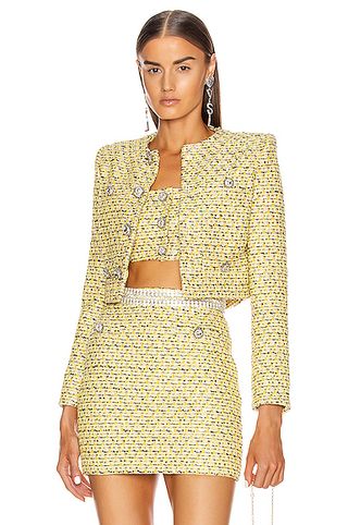 Alessandra Rich + Sequin Tweed Crop Jacket