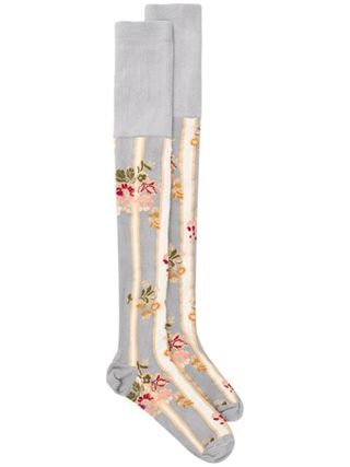 Simone Rocha + Floral Print Over-the-Knee Socks
