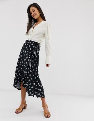 New Look + Ruffle Wrap Midi Skirt