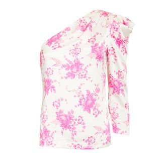 Les Rêveries + One Shoulder Floral Silk Top