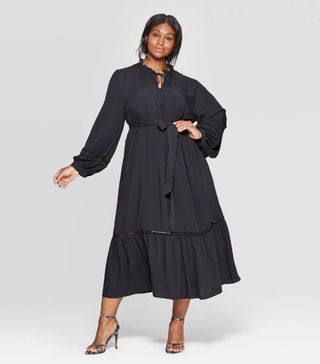 Who What Wear + Full Sleeve Trim Maxi Dress