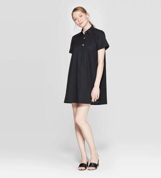 Who What Wear x Target + Short Sleeve V-Neck Trapeze Shirtdress