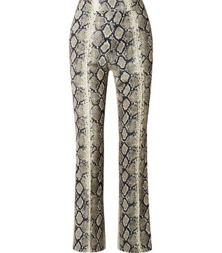We11done + Snake-Print Stretch-Jersey Flared Pants