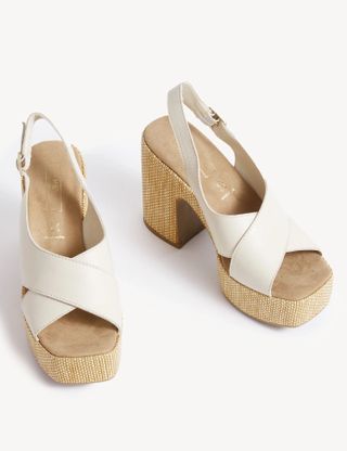 M&S Collection + Leather Crossover Platform Sandals