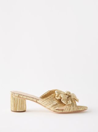 Loeffler Randall + Emilia 50 Pleated-Lamé Sandals