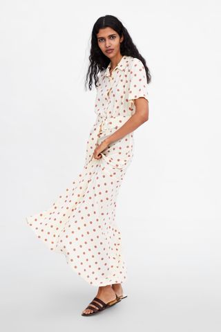 Zara + Long Polka Dot Dress