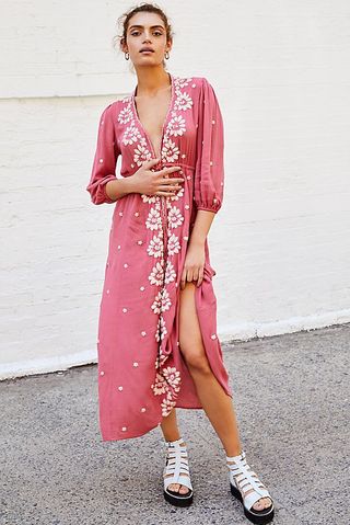Free People + Embroidered Fable Midi Dress