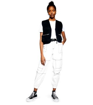 Topshop + Belted Contrast Stitch Cargo Trousers