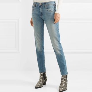 Mother + The Ditcher Cropped Mid-Rise Straight-Leg Jeans
