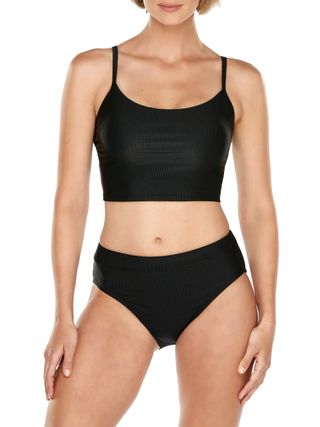 Time and Tru + Solid Rib Crop Swimsuit Top