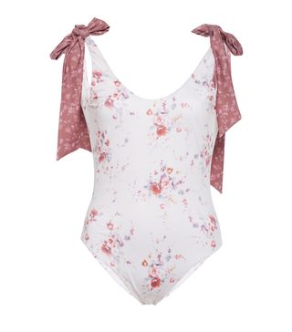 LoveShackFancy + Posy Floral-Print Stretch-Crepe Swimsuit
