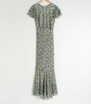 & Other Stories + Ruffled Maxi Dress in Green Floral Print