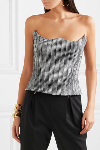 Versace + Houndstooth Bustier Top