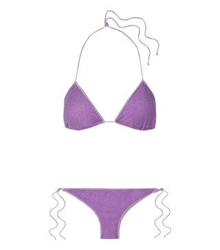 Oseree + Lumiere Stretch-Lurex Triangle Bikini