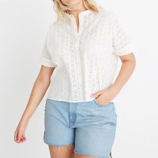 Madewell + Eyelet Boxy Button-Down Shirt