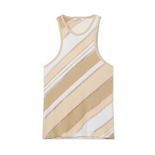 Ganni + Striped Stretch-Jersey and Tulle Tank