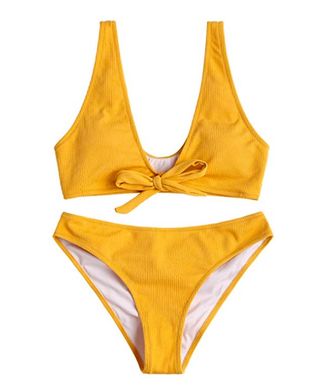 Zaful + Cami Ladder Cut Ruched Bathing Suit