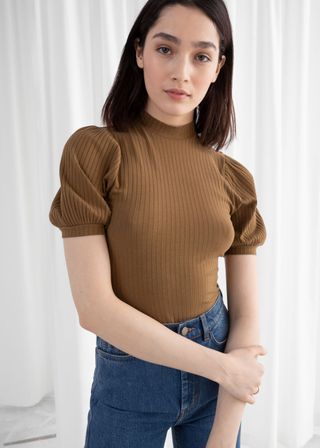 & Other Stories + High Neck Puff Sleeve Top