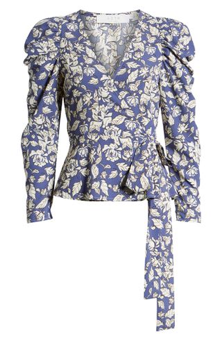 Astr the Label + Puff Sleeve Floral Wrap Top