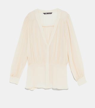 Zara + Blouse with Cinched Waist