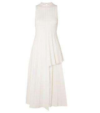 Peter Do + Asymmetric Pleated Ribbed-Knit Dress