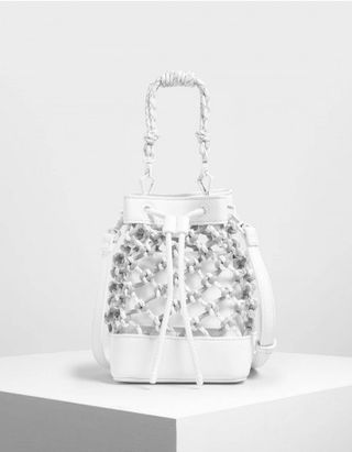 Charles & Keith + Netted Drawstring Bucket Bag