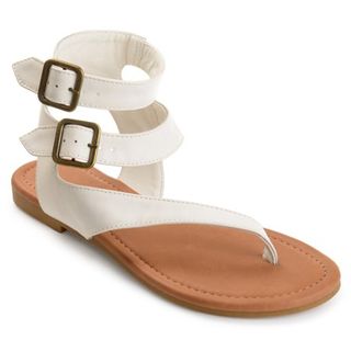 Brinley Co. + Faux Leather Buckle Double Wrap Thong Sandals