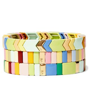 Roxanne Assoulin + Rainbow Lite Set of Three Enamel and Gold-Tone Bracelets