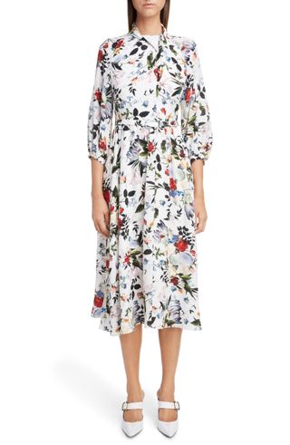 Erdem + Floral Cotton Poplin Midi Dress