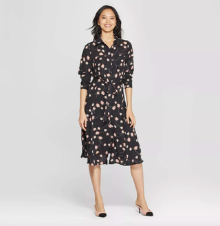 Who What Wear x Target + Convertible Sleeve Button Detailed Shirtdress