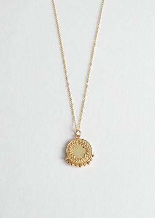 & Other Stories + Embossed Medallion Pendant Necklace