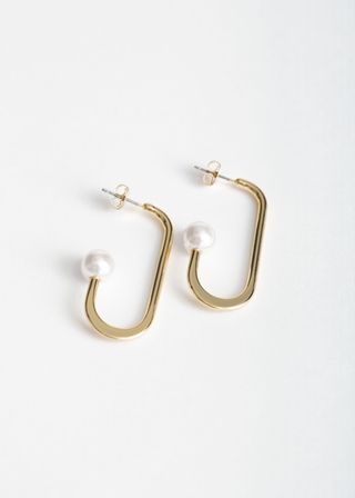 & Other Stories + Open Oval Pearl Hoops