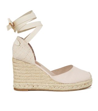 New Look + Nude Ribbon Ankle Tie Espadrille Wedges