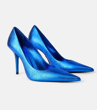 Zara Blue Collection + Metallic Leather High Heels