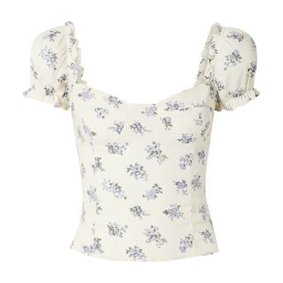 Reformation + Jewel Cropped Shirred Floral-Print Crepe Top