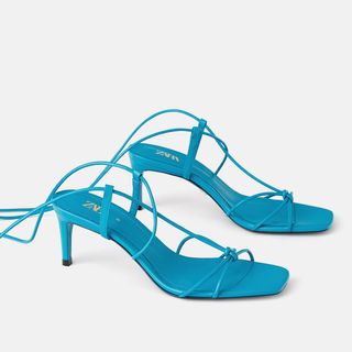 Zara + Blue Collection Leather Mid Heel Shoes