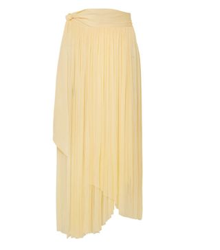 Elena Makri + Delfis Asymmetric Pleated Silk-Tulle Midi Skirt