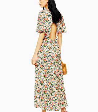 Topshop + Austin Floral Daisy Print Angel Sleeve Midi Dress
