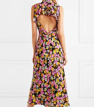 Saloni + Gemma Open-Back Floral-Print Silk Crepe de Chine Midi Dress