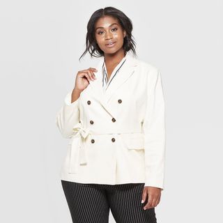 Who What Wear + Double Breasted Belted Blazer