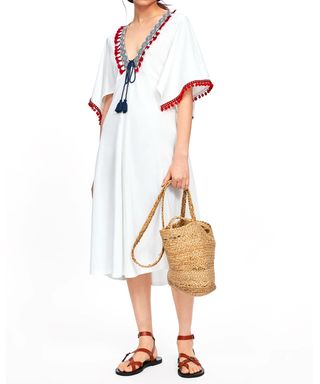 Zara + Contrasting Pompom Dress
