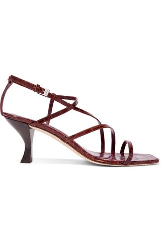 Staud + Gita Croc-Effect Leather Sandals