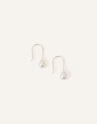 Accessorize + Sterling Silver Sleek Pearl Drop Earrings