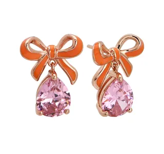 Amelia Scott + Amelia Bow Earrings Coral, Blush Pink 
Rose Gold