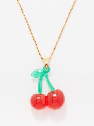 Crystal Haze + Pop the Cherry Resin 
18kt Gold-Plated Necklace