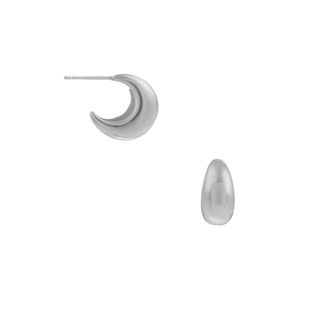 Orelia London + Tapered Domed Hoop Earrings - Silver