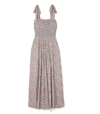 Dôen + Jasmine Shirred Floral-Print Cotton-Poplin Maxi Dress