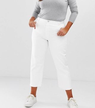 ASOS + Florence Authentic Straight Leg Jeans in Bone Chalky White