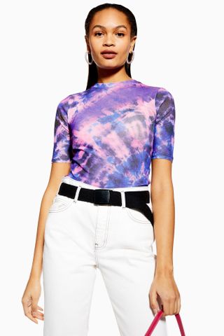 Topshop + Mesh Tie Dye Top