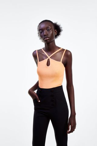 Zara + Knit Top With Cut-Outs